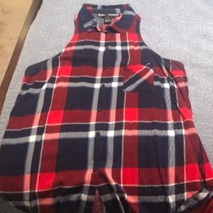 A sleeveless flannel